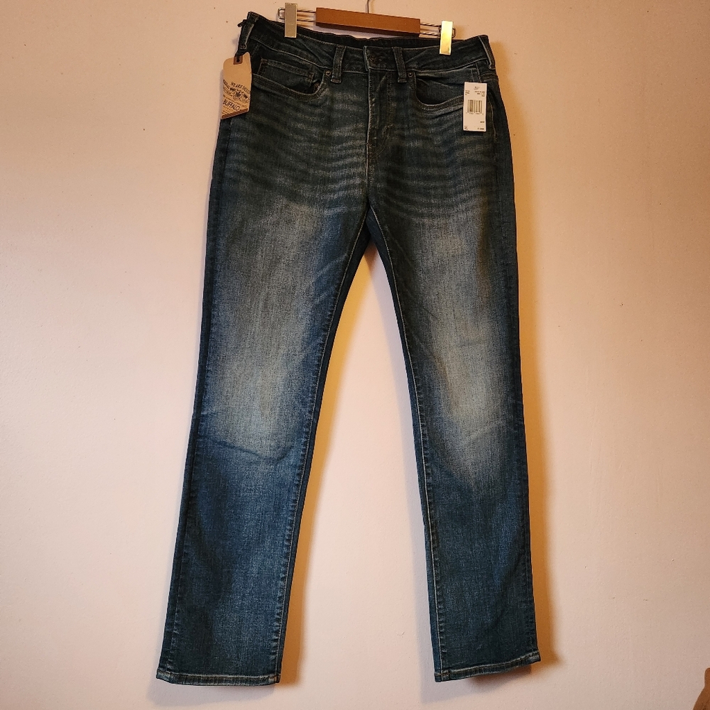 Buffalo David Bitton Ash Slim Stretch Jeans NWT Whiskered Indigo Blue 32x32 Men